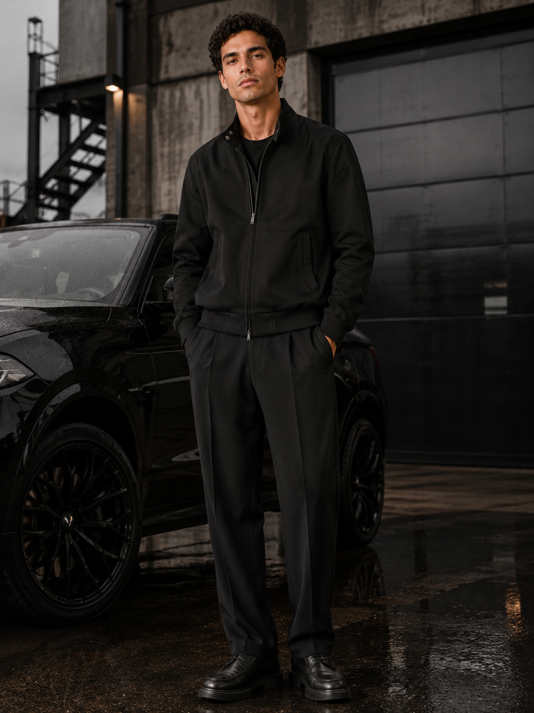 Veste de mi-saison noire de luxe pour homme – Robuste, Élégante & Haut de gamme
