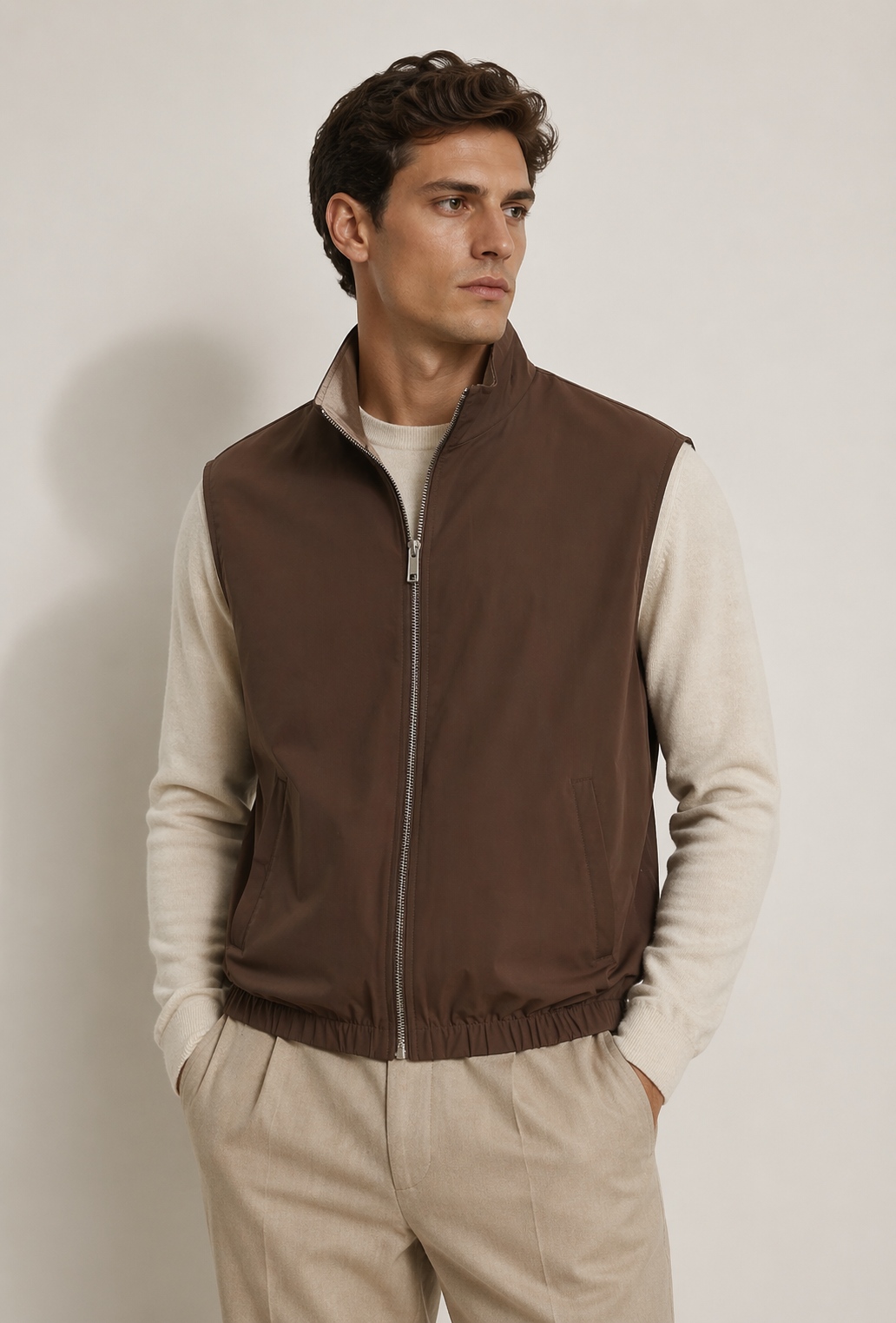 Omkeerbare Luxe Bodywarmer – Taupe & Donkerbruin