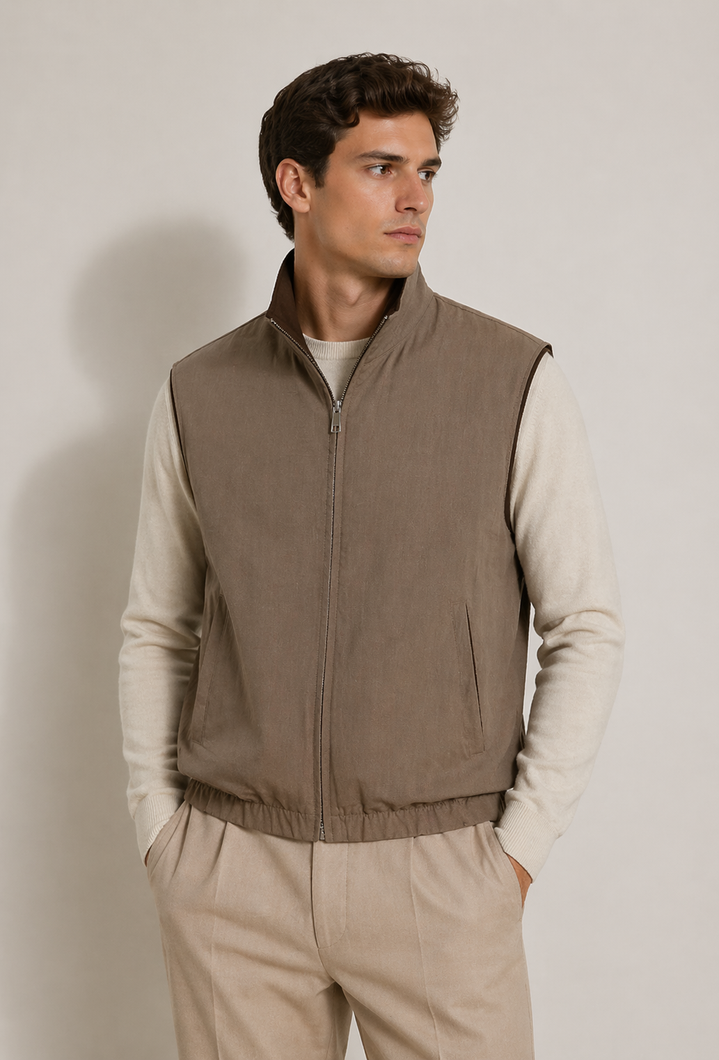 Omkeerbare Luxe Bodywarmer – Taupe & Donkerbruin