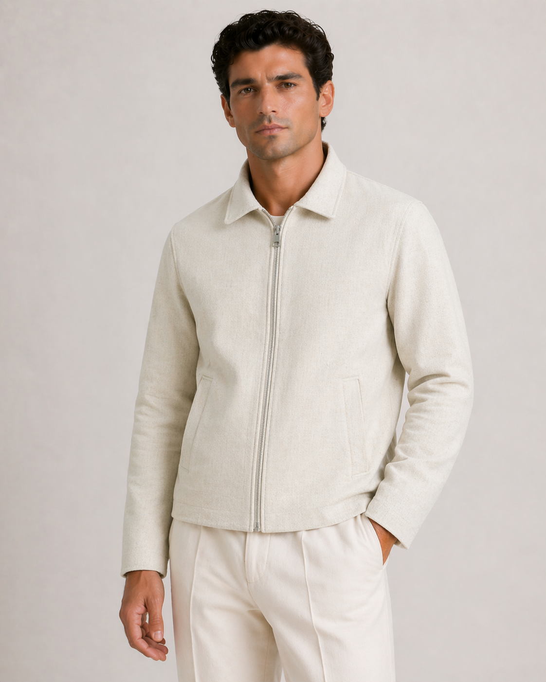 Minimalistische Zip Jacket – Crème