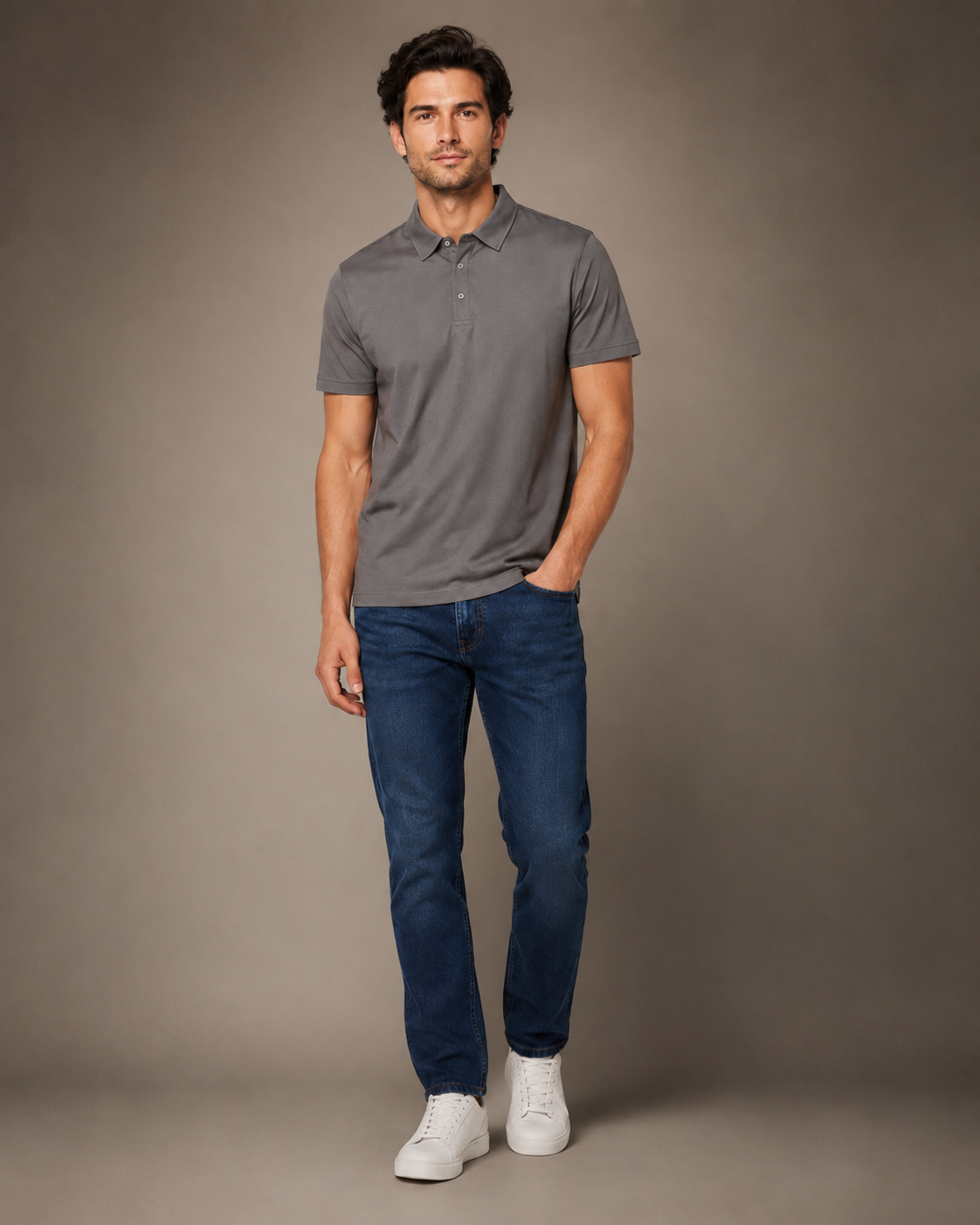 Premium Cotton Polo – Licht Glanzend Grijs