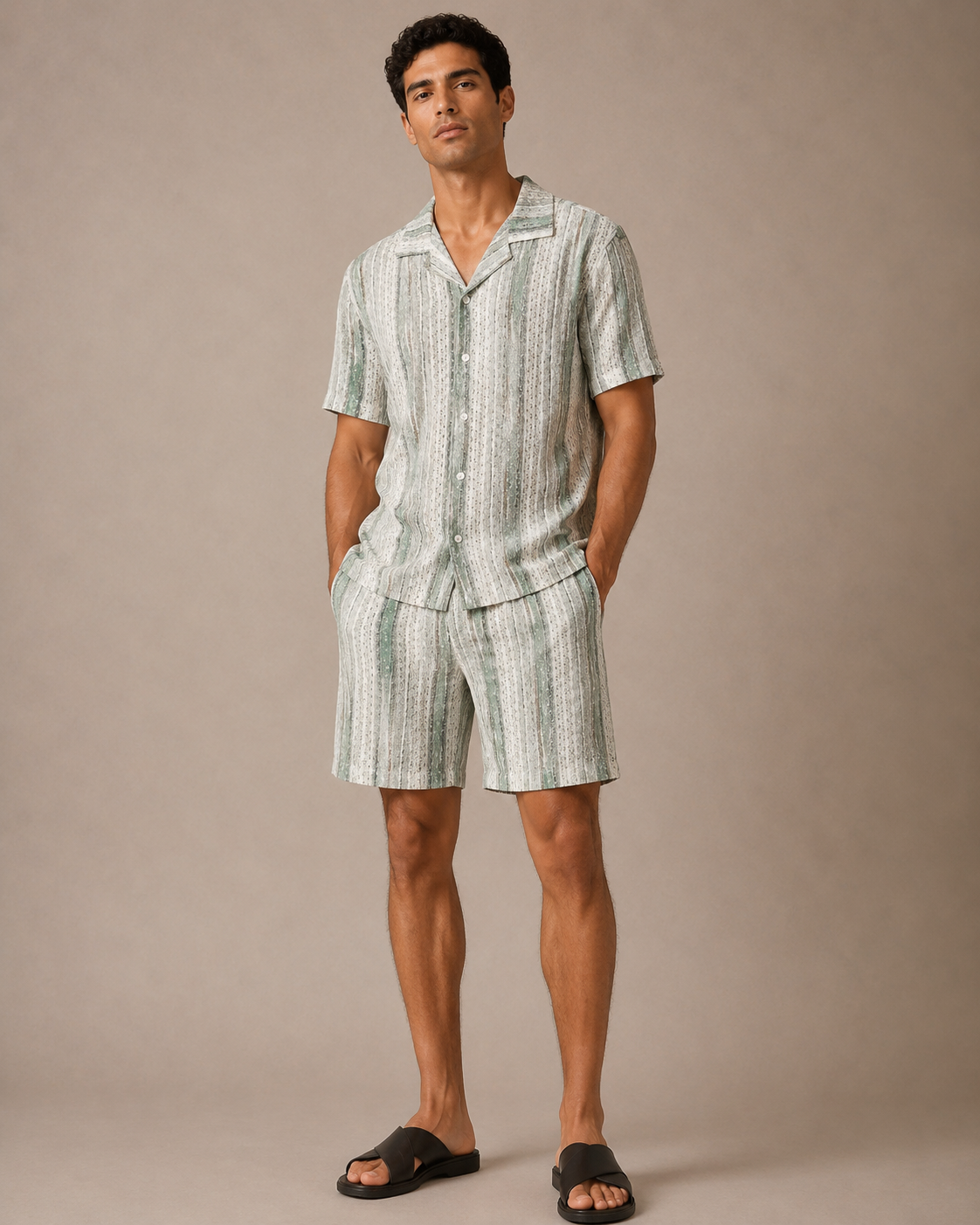 Luxe Gestreepte Zomerset Heren – Groen/Wit