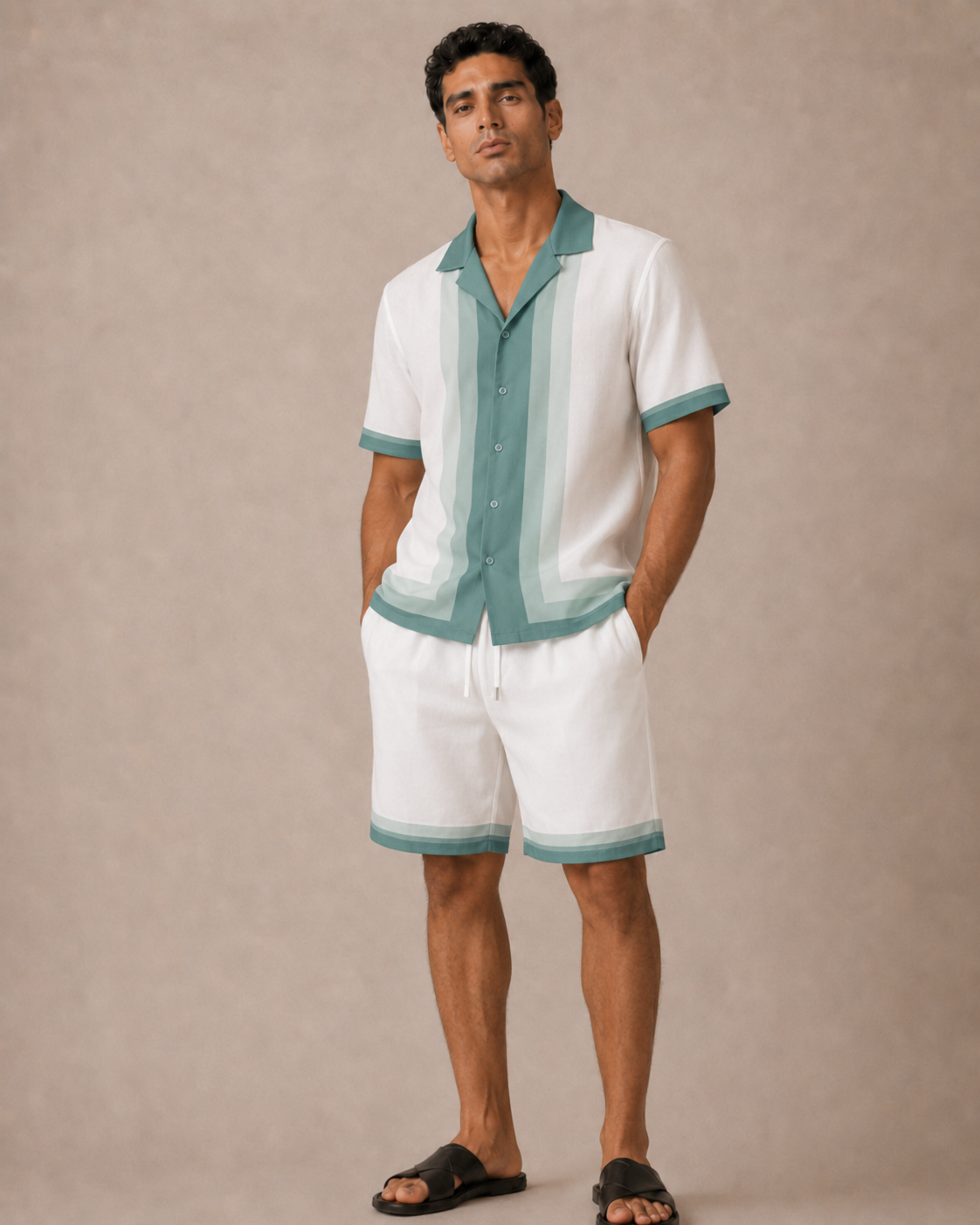 Luxe Zomerset Heren – Wit met Teal Details